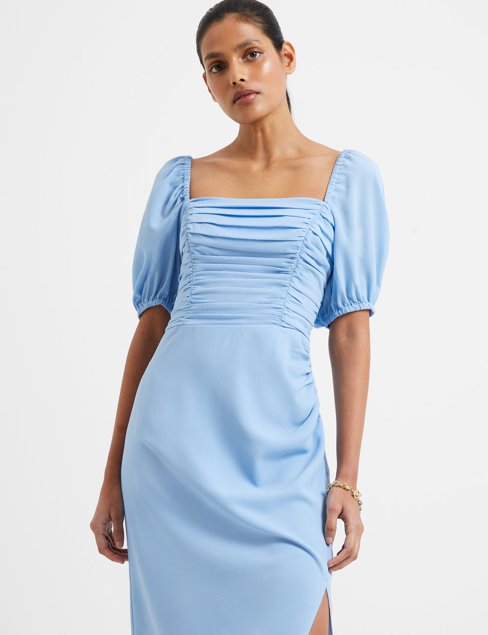 Afina Verona Ruched Connection Midi | French Blue Dress UK Placid