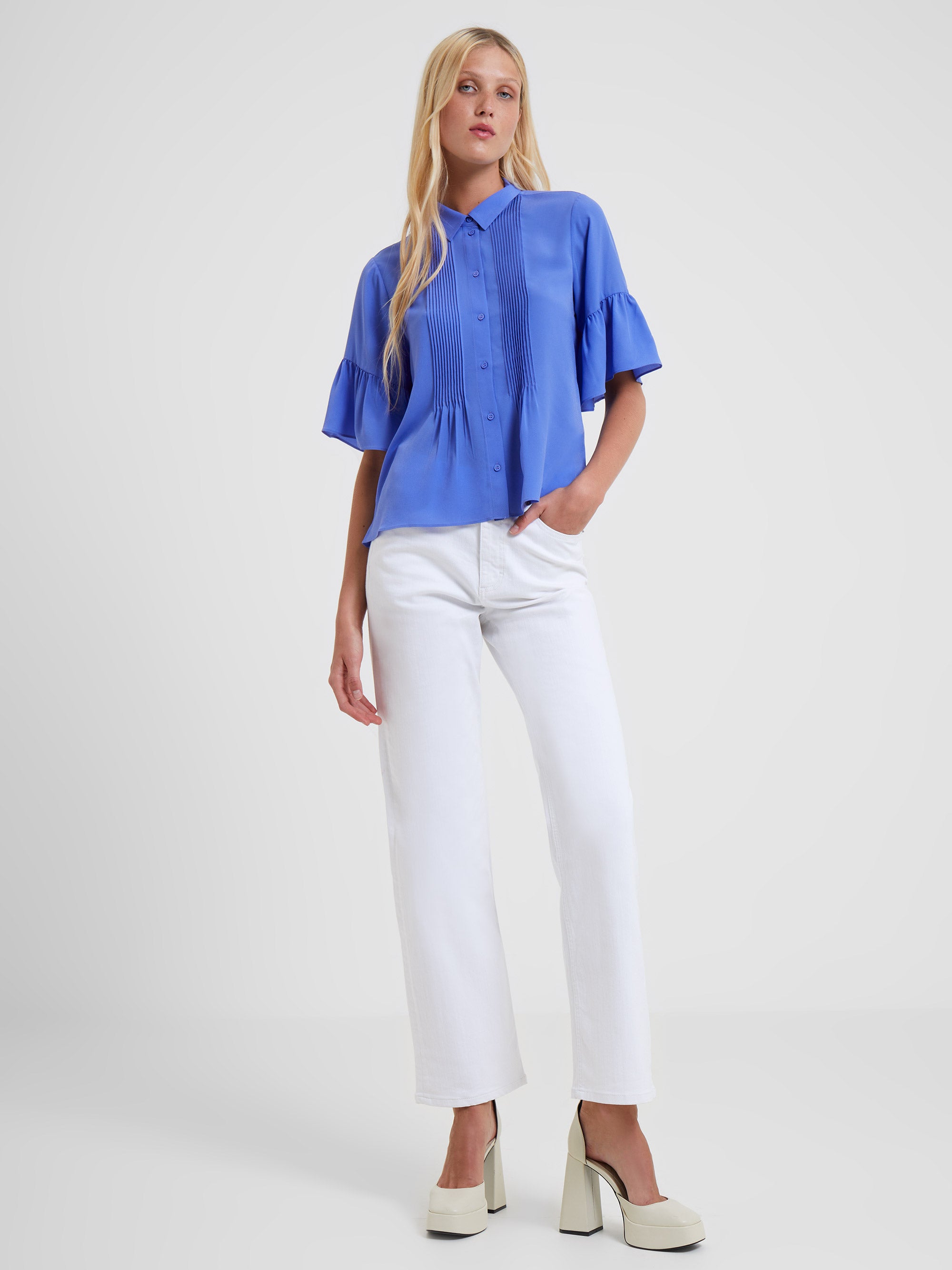 Crepe Light Pin-Tuck Shirt