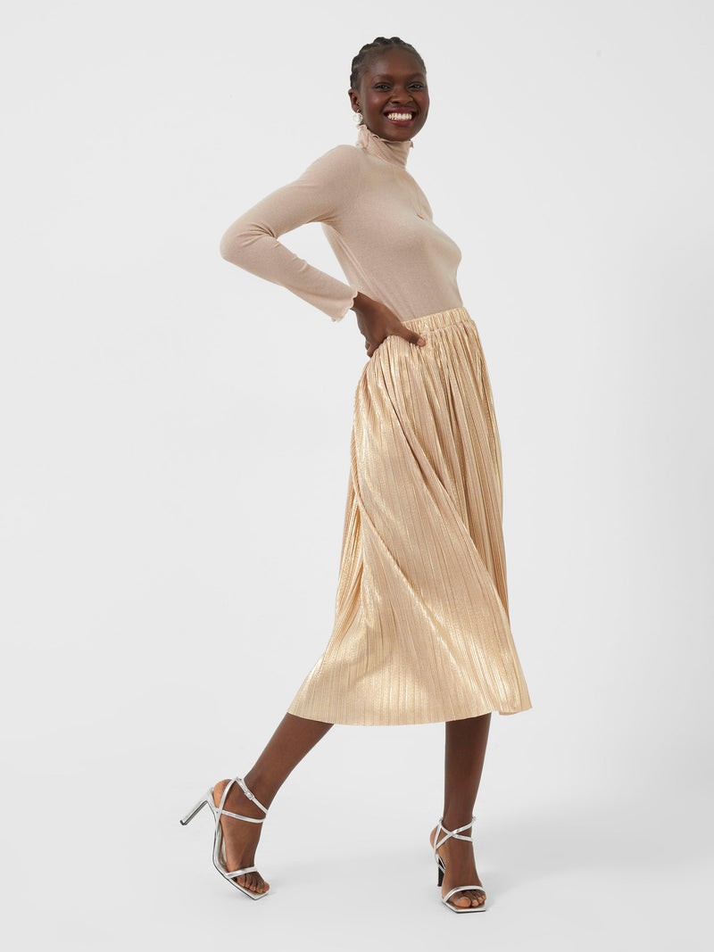 Sky Jersey Shimmer Midi Skirt Shimmer Pink | French Connection UK