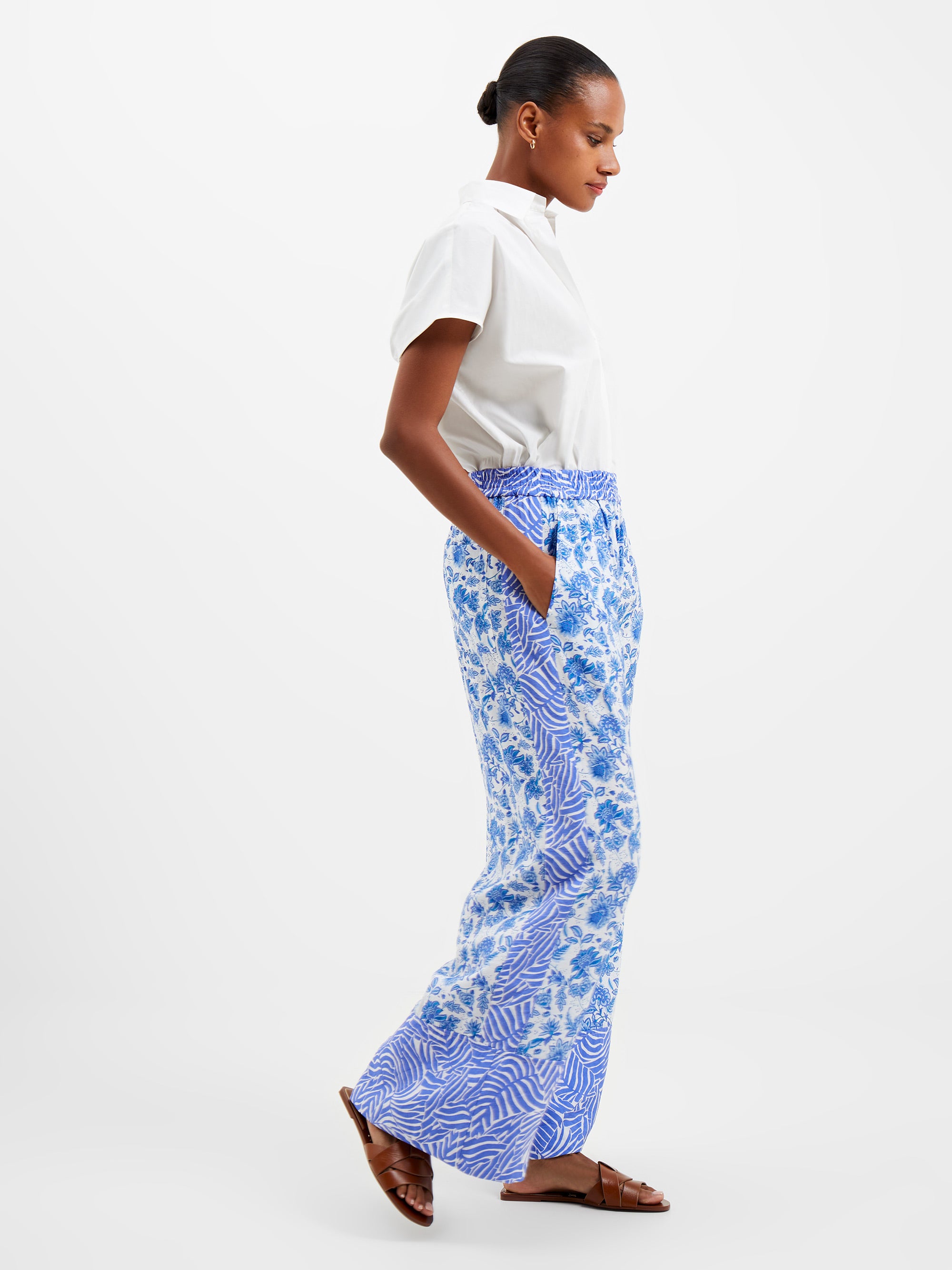 Cosette Border Print Wide Leg Trousers