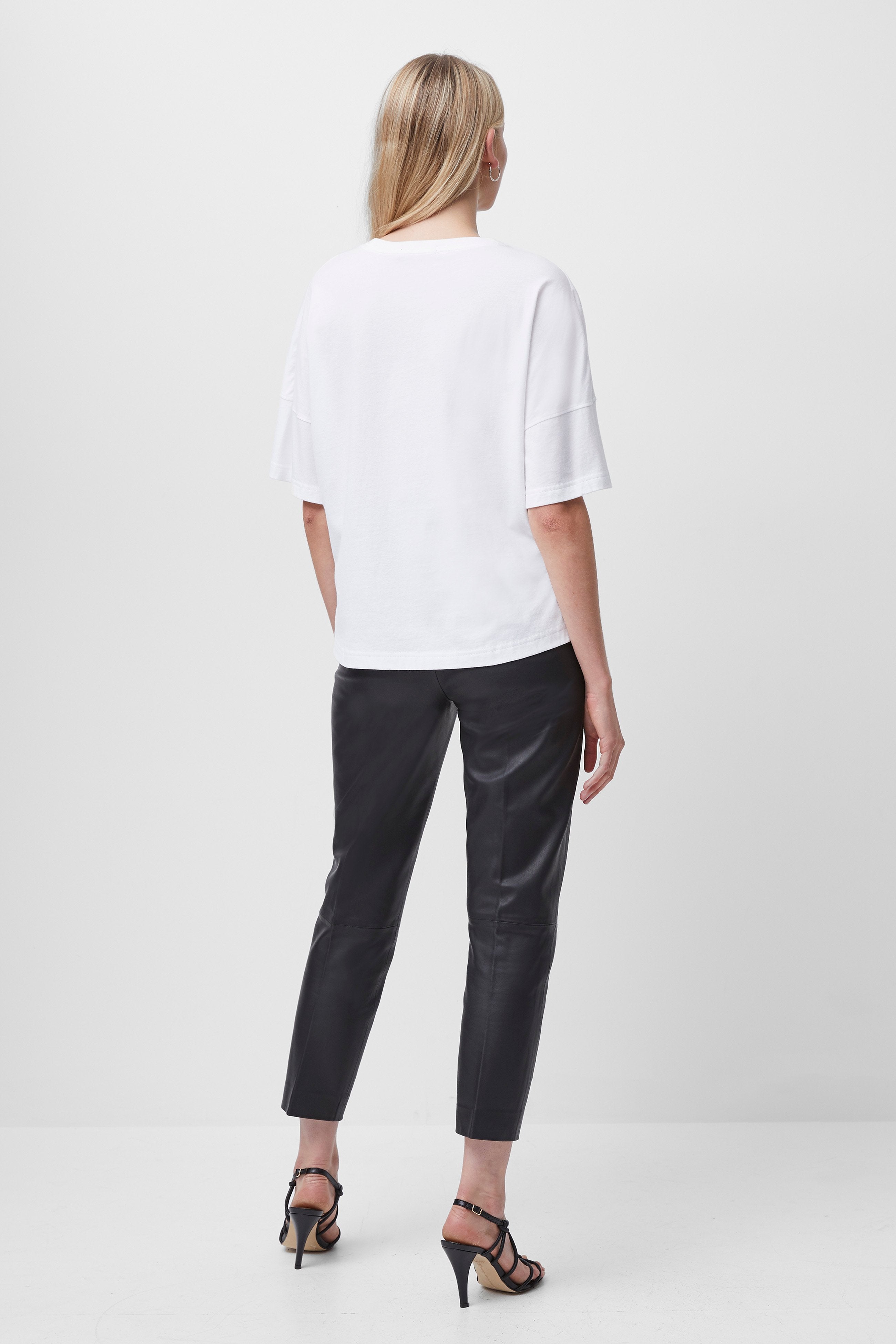 tally organic crew neck top linen white