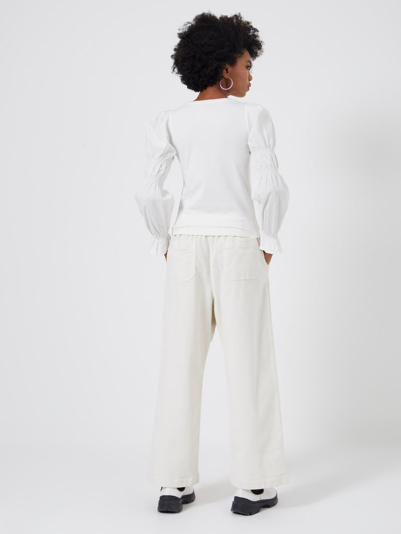 Tim Tim Solid Jersey Marie Sleeve Top Winter White | French Connection UK