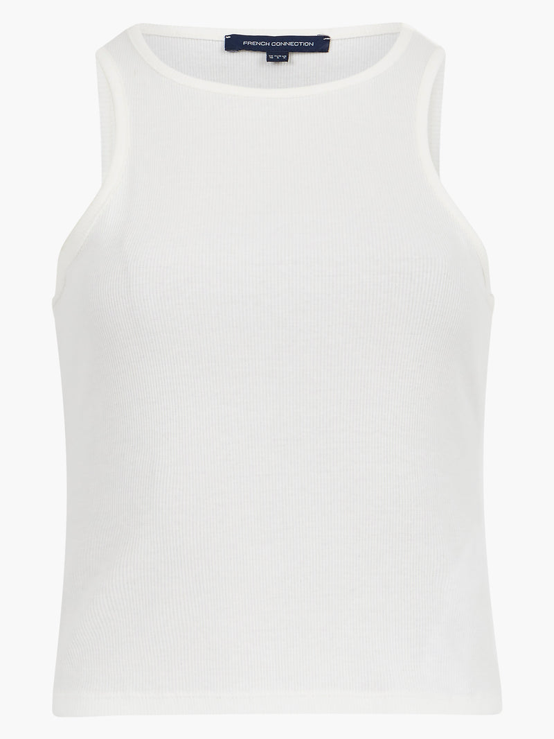 Rassia Cheryle Ribbed Racer Tank Top LINEN WHITE | French Connection UK
