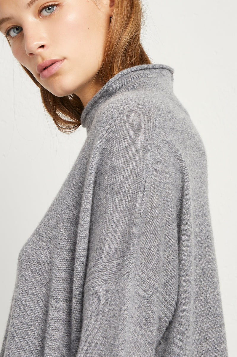 eda cashmere high neck jumper light grey mel