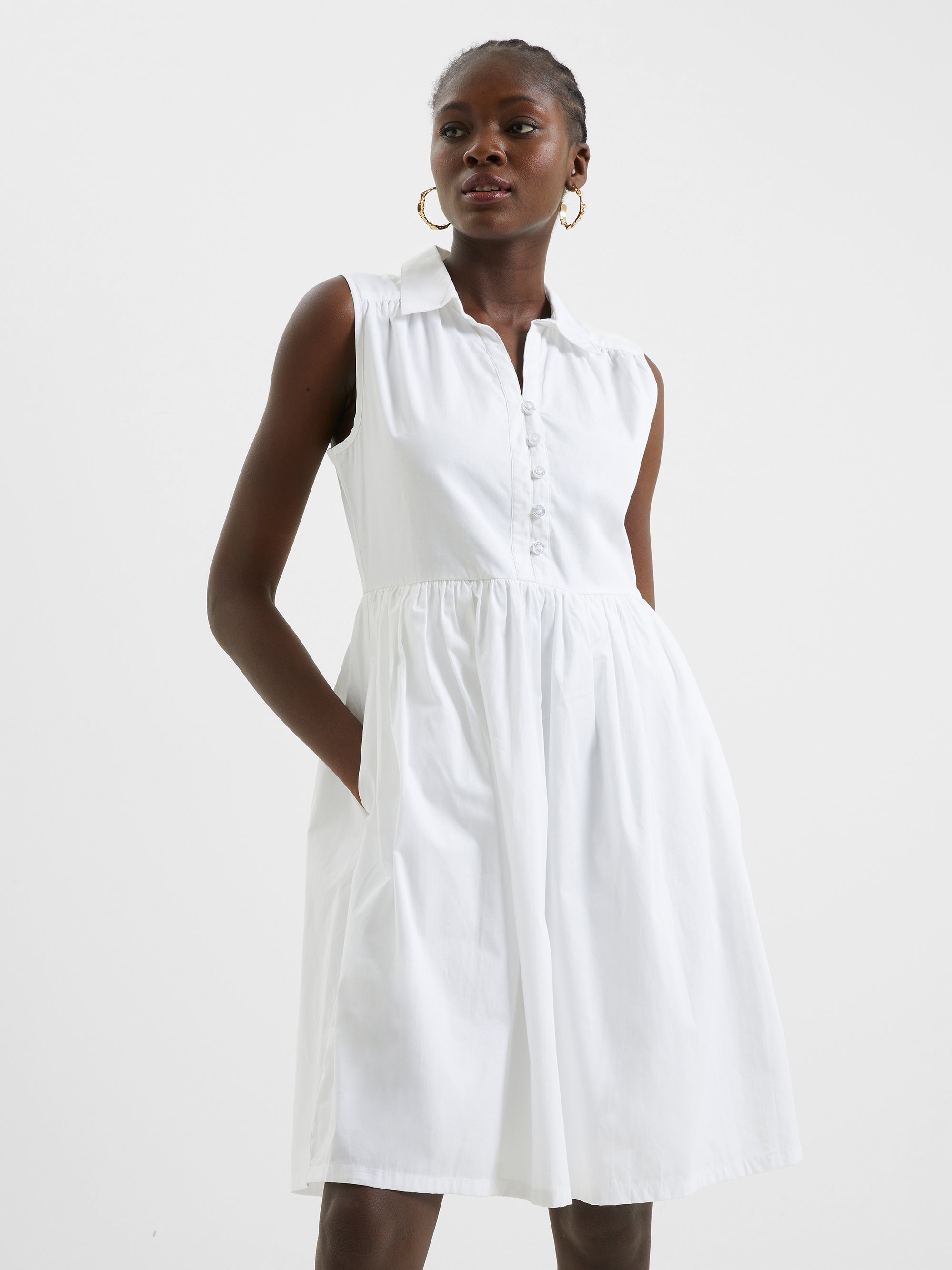 Sleeveless Smock Shirt Dress White | French Connection UK